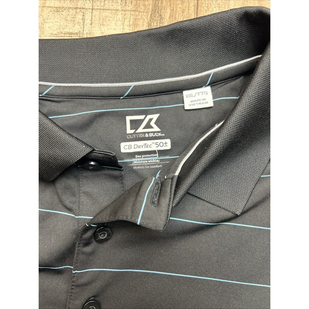 Cutter Buck Black Striped Polo Shirt Grayhawk Golf Club Logo Size‎ XXL